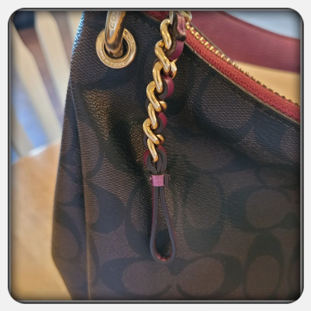 EUC Coach Large Mia Brown Metallic Berry Satchel - Picture 4 of 12